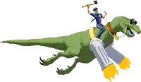 a pixel art drawing of a police officer riding a dinosaur