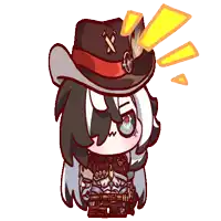 a cartoon drawing of a girl wearing a cowboy hat with the letter x on it