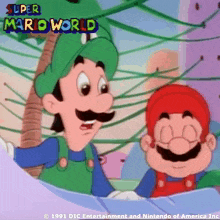a cartoon of mario and luigi from the super mario world video game