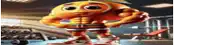 a cartoon character with muscles is standing in a gym with his hands on his hips .