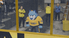 a mascot wearing a jersey with the number 00 on it