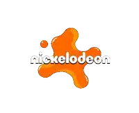 a nickelodeon logo with a splash of orange liquid