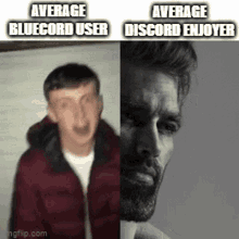 Chad Average Bluecord User Vs Average Discord Enjoyer GIF - Chad Average Bluecord User Vs Average Discord Enjoyer GIFs