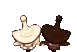 a couple of cartoon characters are standing next to each other .