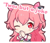 a cartoon drawing of a girl with a cat ear and the words twas but a joke