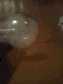 a light bulb is sitting on a wooden floor next to a wall