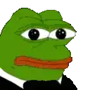 a green frog wearing a tuxedo and tie is looking at the camera .