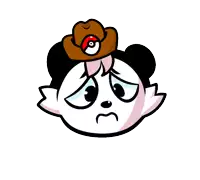 a cartoon of a panda wearing a cowboy hat is crying