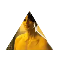 a yellow pyramid with a man 's face in it