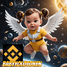 a picture of a baby with wings and the words babyyolotoken below it