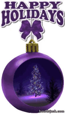purple christmas bulb tree happy holidays