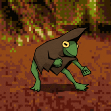 a pixel art of a frog wearing a hood