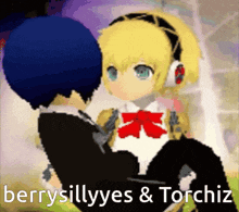 a cartoon of a boy carrying a girl with the words berrysillyyes & torchiz below