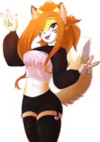 a drawing of a furry girl with a shirt that says meow on it