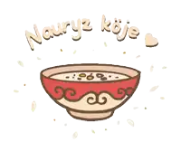 a cartoon drawing of a bowl of soup with the words nauryz koje written above it