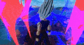 a dragon ball z character is standing in front of a body of water