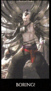 a poster with a man in a costume and the words boring