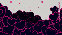 a bunch of hearts on a white background with chinese writing on it