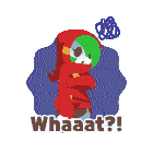 a pixel art of a parrot with the words whaaat on it