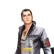 a man with a tattoo on his chest is wearing a denim jacket that says giant on it