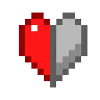 a pixel art of a red and gray heart .