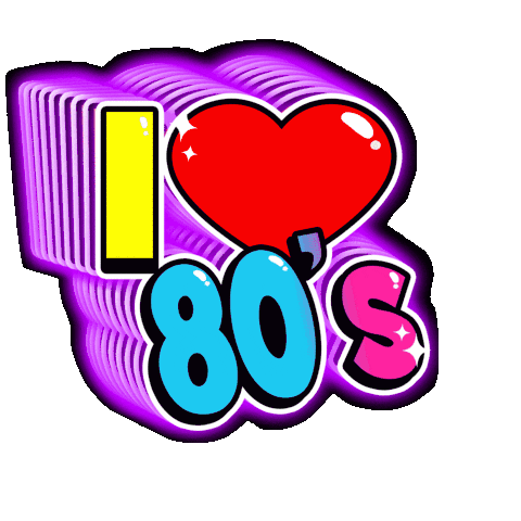 Neon I Love 80s Sticker - Neon I Love 80s I Heart 80s Stickers