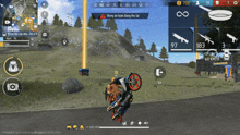 a person riding a motorcycle in a video game with the numbers 97 and 183 on the screen