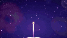 a cartoon drawing of a circle with a purple background