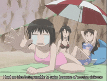 a cartoon of a girl laying on the beach with the words i had no idea being unable to swim
