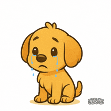 a cartoon dog with tears running down its face and the name feraz on the bottom