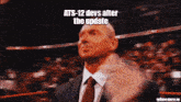 a man in a suit and tie is giving a thumbs up with the words ats-12 devs after the update