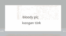 a white sign that says bloody pic kizogan türk on it
