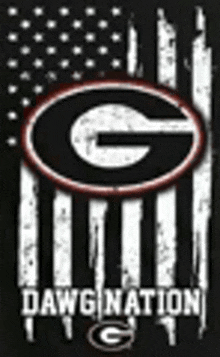 a picture of a georgia bulldogs american flag with a logo on it .