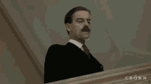 Lascelles Watches Disapprovingly From The Balcony GIF - The Queen Netflix Lascelles GIFs