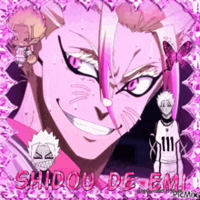 a picture of a cartoon character with the name shidou de em on it