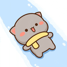 a cartoon cat wearing a yellow scarf is laying down