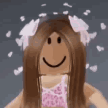 a girl with a crown of flowers on her head is smiling .