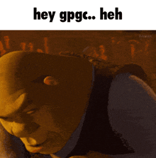 shrek says hey gpgc heh in front of a crowd of people