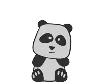 a black and white drawing of a panda bear sitting on a white background