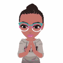 a cartoon of a girl wearing glasses and a hoodie