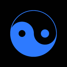 a yellow and green yin yang symbol against a black backdrop