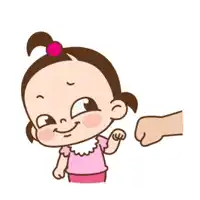 a cartoon of a little girl holding a fist