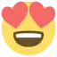 a smiling emoji with hearts in his eyes .