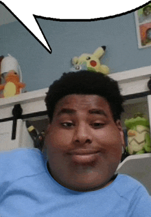 a man with a speech bubble above his head