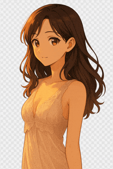 a drawing of a girl with long brown hair
