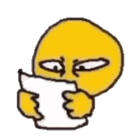 a yellow smiley face is holding a piece of paper in his hands .