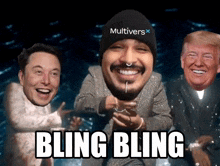 elon musk donald trump and a man with a beanie that says multiverse