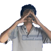 a man wearing glasses and a shirt that says tribe mose @everyone