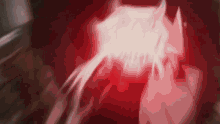 a person is standing in a dark room with a red light coming out of their head .