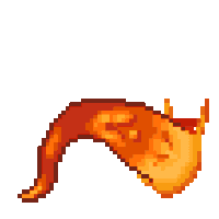 a pixel art drawing of a flame coming out of a tail